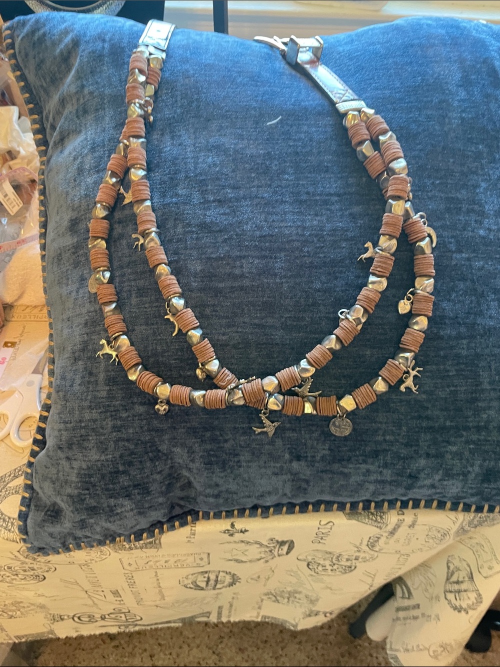 Boho Brown Leather Bead Layered Belt Express - Picture 5 of 8